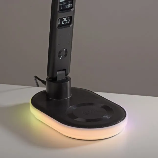 LED Tischleuchte schwarz Touchdimmer Ladefunktion Handy USB kabellos