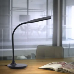 LED-Tischleuchte, schwarz, Touch-Dimmer, Lichtfarbsteuerung, modern
