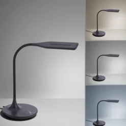 LED-Tischleuchte, schwarz, Touch-Dimmer, Lichtfarbsteuerung, modern