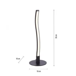LED-Tischleuchte, schwarz, Wellenform, warmweiße Lichtfarbe, modern