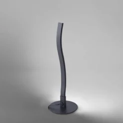 LED-Tischleuchte, schwarz, Wellenform, warmweiße Lichtfarbe, modern