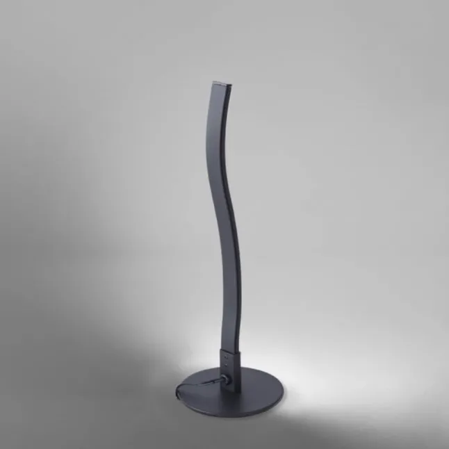 LED-Tischleuchte, schwarz, Wellenform, warmweiße Lichtfarbe, modern