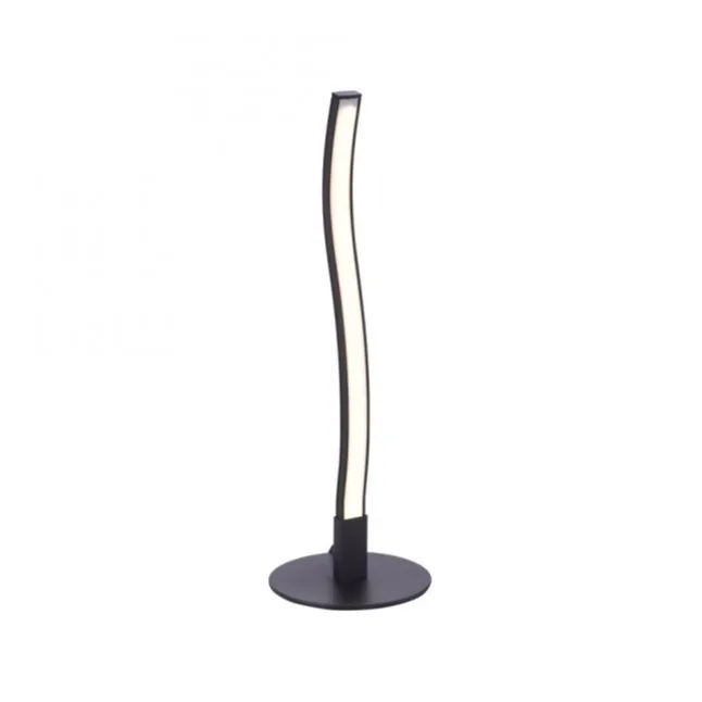 LED-Tischleuchte, schwarz, Wellenform, warmweiße Lichtfarbe, modern