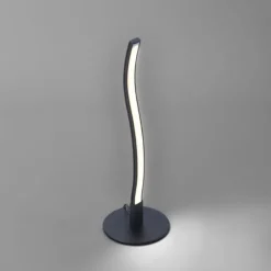 LED-Tischleuchte, schwarz, Wellenform, warmweiße Lichtfarbe, modern