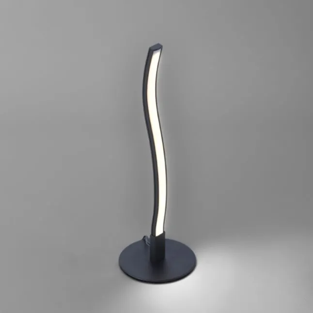 LED-Tischleuchte, schwarz, Wellenform, warmweiße Lichtfarbe, modern
