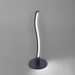 LED-Tischleuchte, schwarz, Wellenform, warmweiße Lichtfarbe, modern