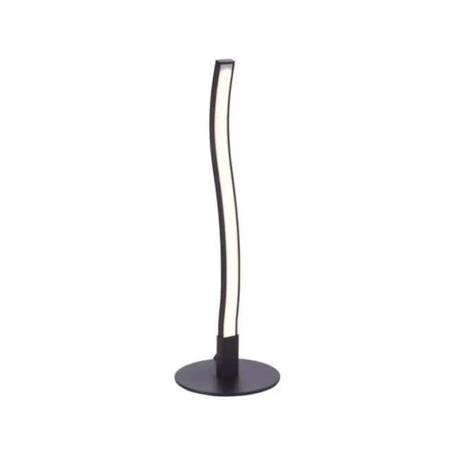 LED-Tischleuchte, schwarz, Wellenform, warmweiße Lichtfarbe, modern