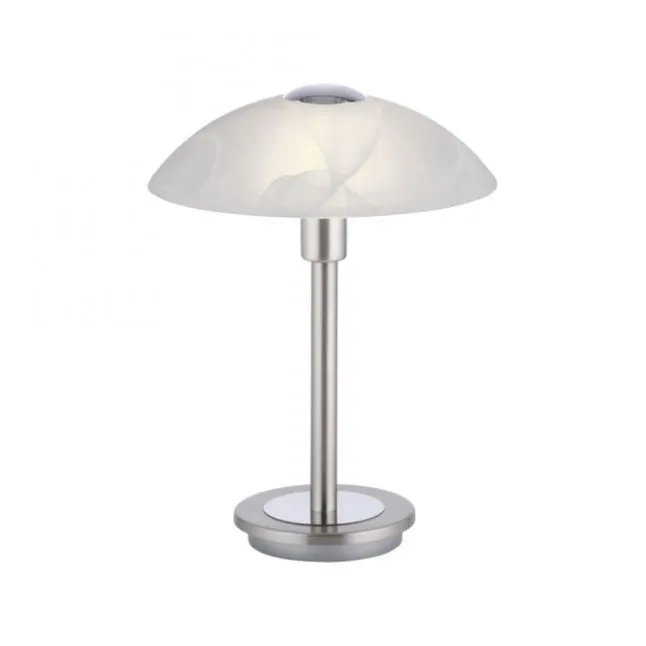 LED Tischleuchte silber Alabaster Dekor Glas 3 Stufen Touchdimmer