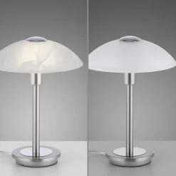 LED Tischleuchte silber Alabaster Dekor Glas 3 Stufen Touchdimmer