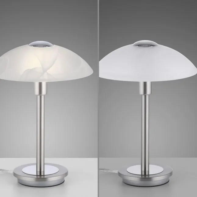 LED Tischleuchte silber Alabaster Dekor Glas 3 Stufen Touchdimmer