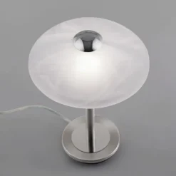 LED Tischleuchte silber Alabaster Dekor Glas 3 Stufen Touchdimmer