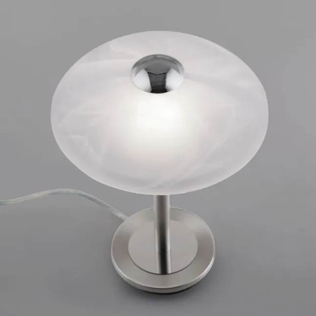 LED Tischleuchte silber Alabaster Dekor Glas 3 Stufen Touchdimmer