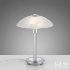 LED Tischleuchte silber Alabaster Dekor Glas 3 Stufen Touchdimmer
