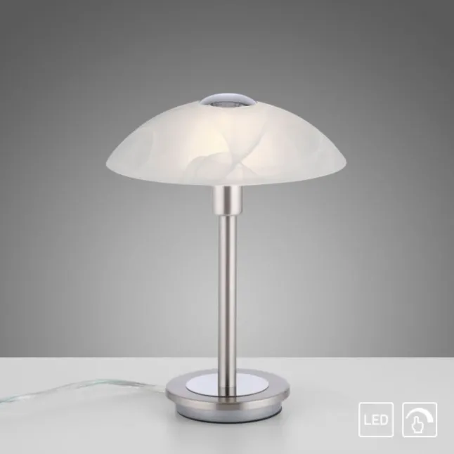 LED Tischleuchte silber Alabaster Dekor Glas 3 Stufen Touchdimmer