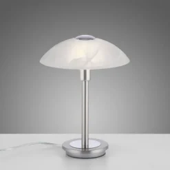LED Tischleuchte silber Alabaster Dekor Glas 3 Stufen Touchdimmer