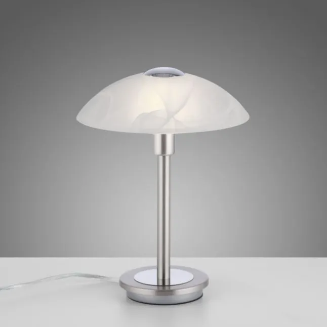 LED Tischleuchte silber Alabaster Dekor Glas 3 Stufen Touchdimmer