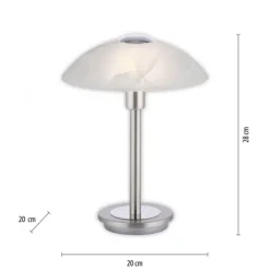 LED Tischleuchte silber Alabaster Dekor Glas 3 Stufen Touchdimmer