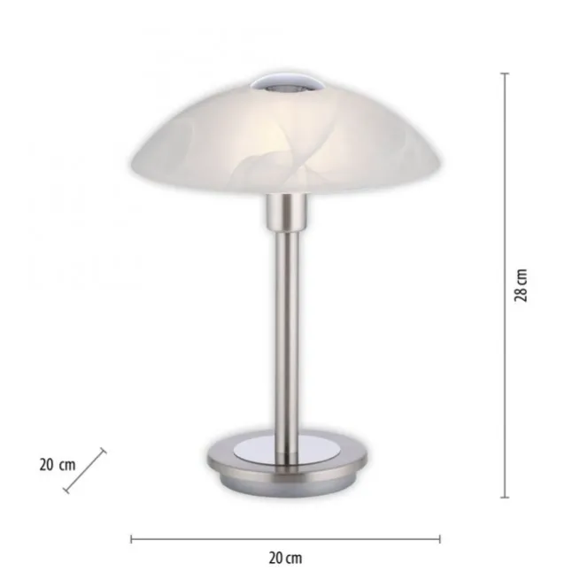 LED Tischleuchte silber Alabaster Dekor Glas 3 Stufen Touchdimmer
