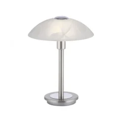 LED Tischleuchte silber Alabaster Dekor Glas 3 Stufen Touchdimmer