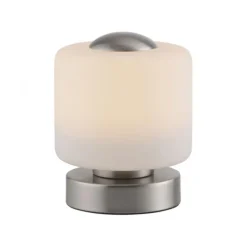 LED Tischleuchte silber farbig rund Touchdimmer zeitloses Design
