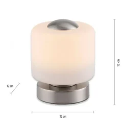 LED Tischleuchte silber farbig rund Touchdimmer zeitloses Design