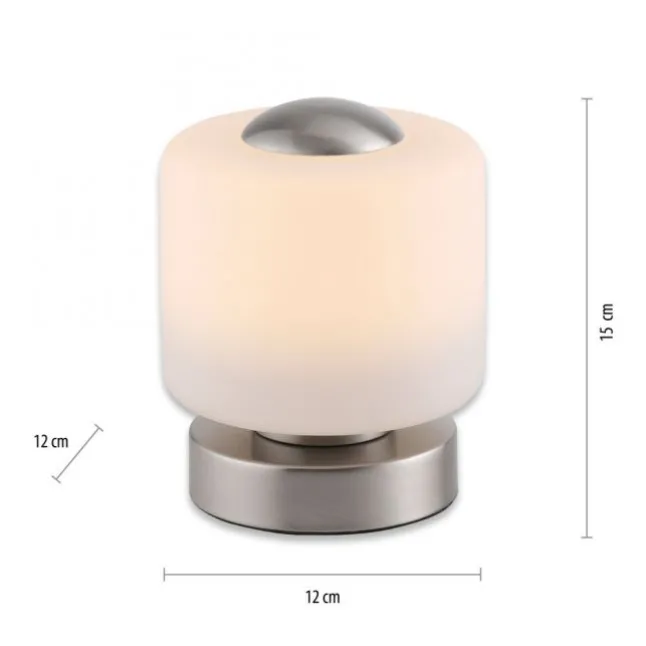 LED Tischleuchte silber farbig rund Touchdimmer zeitloses Design