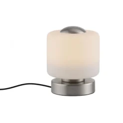 LED Tischleuchte silber farbig rund Touchdimmer zeitloses Design