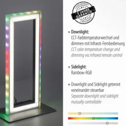 LED Tischleuchte silberfarbig Schnurschalter Rainbow RGB Fernbedienung