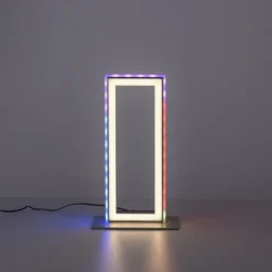 LED Tischleuchte silberfarbig Schnurschalter Rainbow RGB Fernbedienung