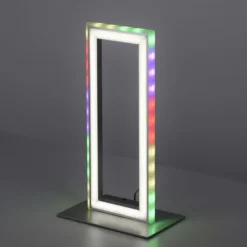 LED Tischleuchte silberfarbig Schnurschalter Rainbow RGB Fernbedienung