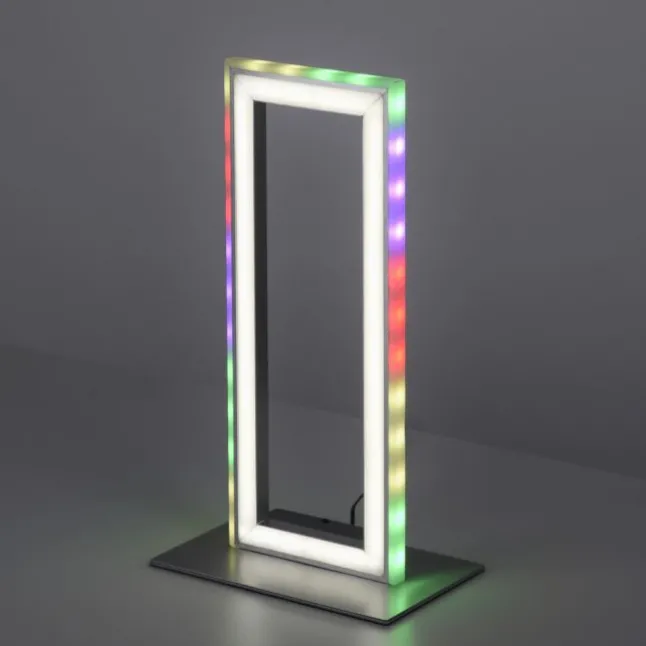 LED Tischleuchte silberfarbig Schnurschalter Rainbow RGB Fernbedienung