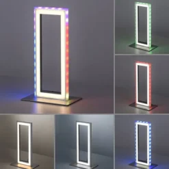 LED Tischleuchte silberfarbig Schnurschalter Rainbow RGB Fernbedienung