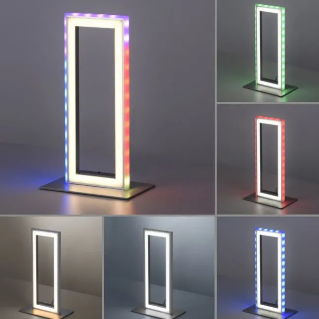 LED Tischleuchte silberfarbig Schnurschalter Rainbow RGB Fernbedienung