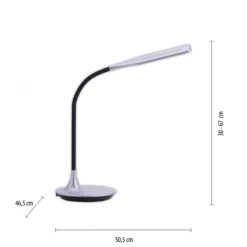 LED-Tischleuchte, silber, Flexarm, Lichtfarbsteuerung, dimmbar