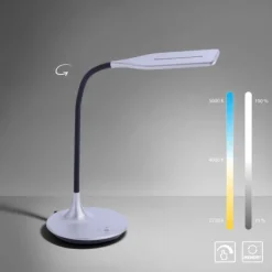 LED-Tischleuchte, silber, Flexarm, Lichtfarbsteuerung, dimmbar