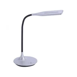 LED-Tischleuchte, silber, Flexarm, Lichtfarbsteuerung, dimmbar