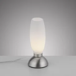 LED Tischleuchte silber Opalglas 3 Stufen Touchdimmer