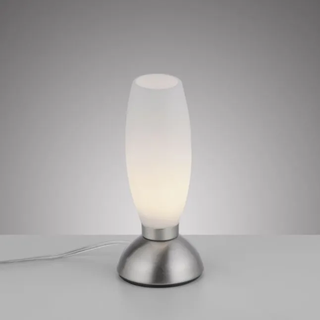 LED Tischleuchte silber Opalglas 3 Stufen Touchdimmer