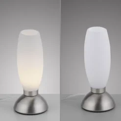 LED Tischleuchte silber Opalglas 3 Stufen Touchdimmer