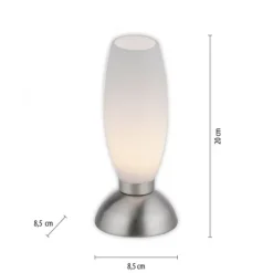 LED Tischleuchte silber Opalglas 3 Stufen Touchdimmer
