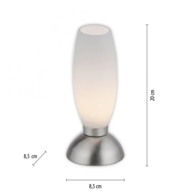 LED Tischleuchte silber Opalglas 3 Stufen Touchdimmer