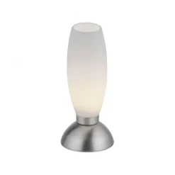 LED Tischleuchte silber Opalglas 3 Stufen Touchdimmer