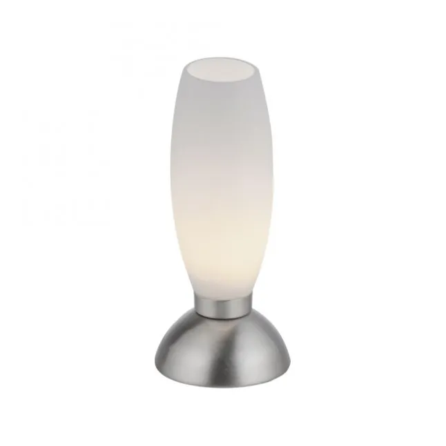 LED Tischleuchte silber Opalglas 3 Stufen Touchdimmer