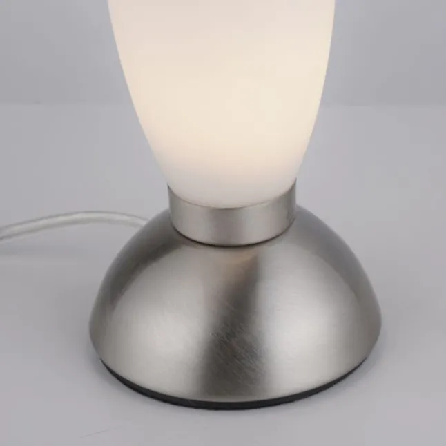 LED Tischleuchte silber Opalglas 3 Stufen Touchdimmer
