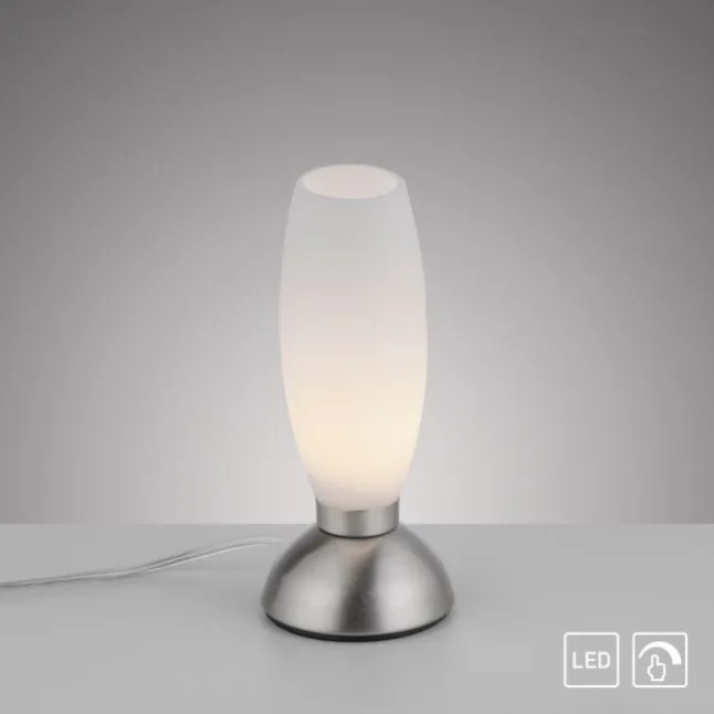 LED Tischleuchte silber Opalglas 3 Stufen Touchdimmer