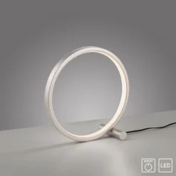 LED Tischleuchte silber ring minimalistisch Schnurschalter Beistellampe