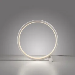 LED Tischleuchte silber ring minimalistisch Schnurschalter Beistellampe