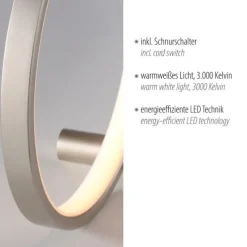 LED Tischleuchte silber ring minimalistisch Schnurschalter Beistellampe