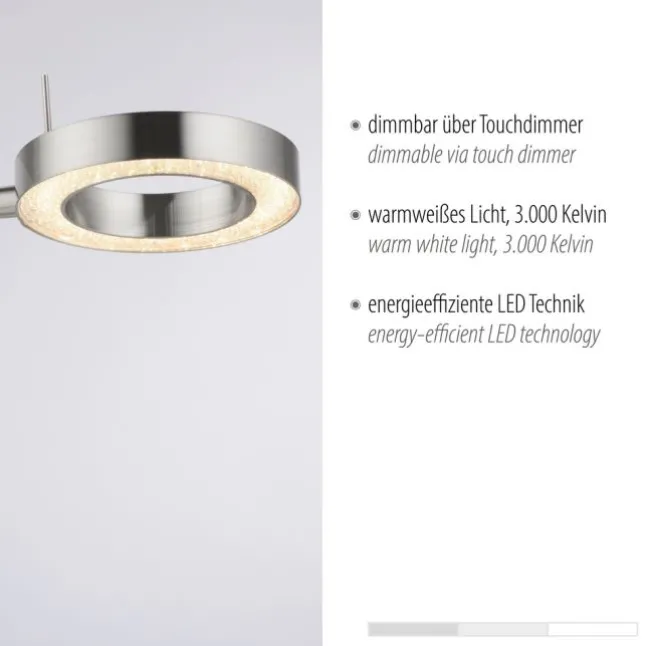 LED Tischleuchte silber verstellbar 3 Stufen Tochdimmer warmweiß Licht