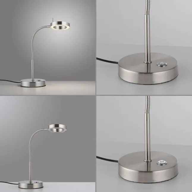 LED Tischleuchte silber verstellbar 3 Stufen Tochdimmer warmweiß Licht